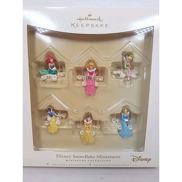 2006 Hallmark Keepsake Disney Snowflake Miniatures Princess Ornament Set of 6 - Picture 2 of 3
